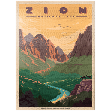 puzzleplate Zion National Park - Virgin River, Vintage Travel Poster 1000 Jigsaw Puzzle