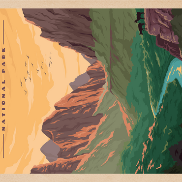 Zion National Park - Virgin River, Vintage Travel Poster 1000 Jigsaw Puzzle 3D Modell