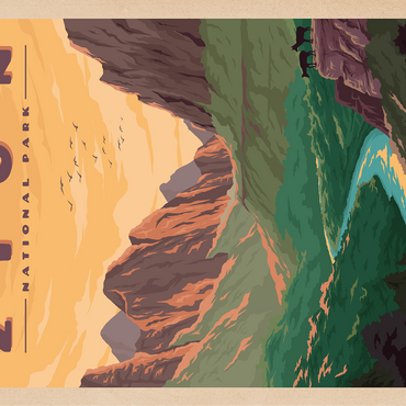 Zion National Park - Virgin River, Vintage Travel Poster 100 Jigsaw Puzzle 3D Modell