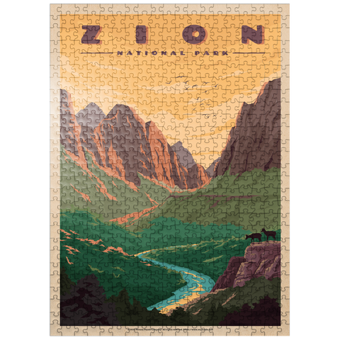 puzzleplate Zion National Park - Virgin River, Vintage Travel Poster 500 Jigsaw Puzzle