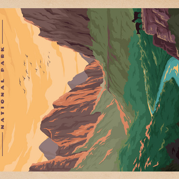 Zion National Park - Virgin River, Vintage Travel Poster 500 Jigsaw Puzzle 3D Modell