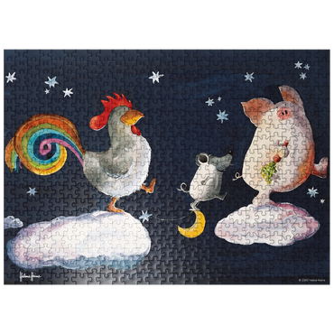 puzzleplate In Heven - Heine Three friends in heaven - Helme Heine 500 Jigsaw Puzzle