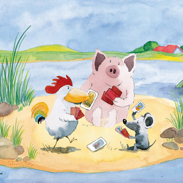 Playing Cards - Heine Three friends playing cards - Helme Heine 100 Jigsaw Puzzle 3D Modell