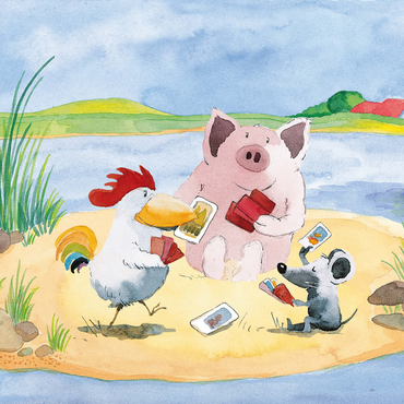 Playing Cards - Heine Three friends playing cards - Helme Heine 500 Jigsaw Puzzle 3D Modell