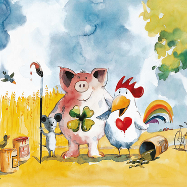 In Happiness - Heine Three friends in happiness - Helme Heine 100 Jigsaw Puzzle 3D Modell