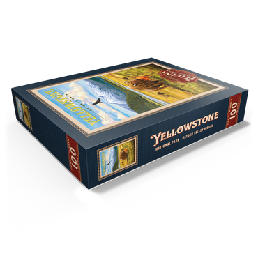 Yellowstone National Park - Hayden Valley Bisons, Vintage Travel Poster 100 Jigsaw Puzzle box view1