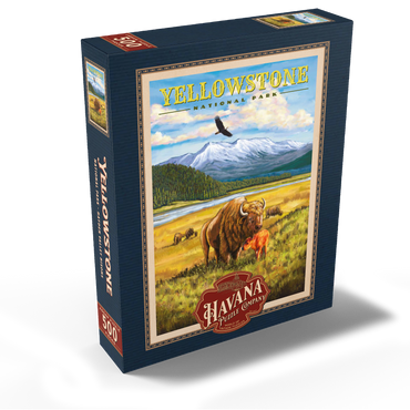 Yellowstone National Park - Hayden Valley Bisons, Vintage Travel Poster 500 Jigsaw Puzzle box view1