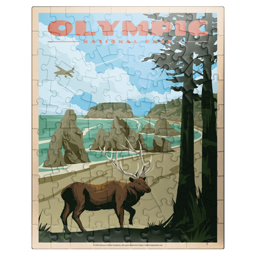 puzzleplate Olympic National Park - Wapiti at Ruby Beach, Vintage Travel Poster 100 Jigsaw Puzzle