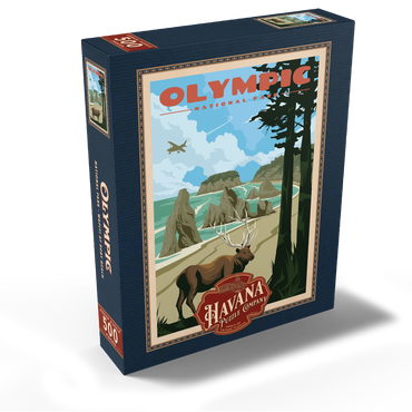 Olympic National Park - Wapiti at Ruby Beach, Vintage Travel Poster 500 Jigsaw Puzzle box view1