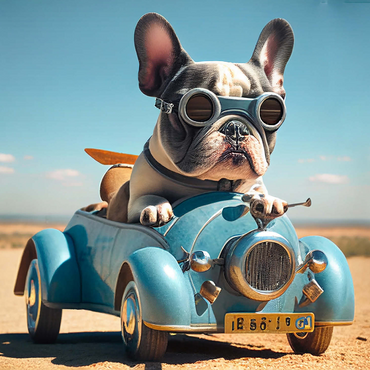 Funny bulldog driving car 1000 Jigsaw Puzzle 3D Modell