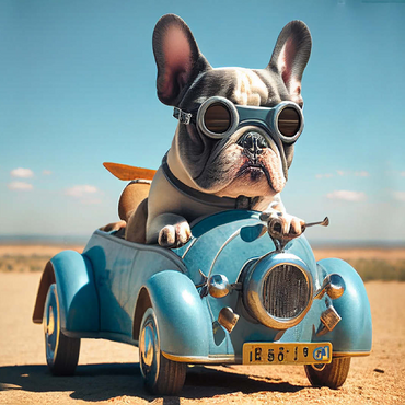 Funny bulldog driving car 100 Jigsaw Puzzle 3D Modell