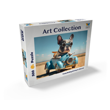 Funny bulldog driving car 500 Jigsaw Puzzle box view1