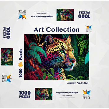 Pop art style leopard 1000 Jigsaw Puzzle box 3D Modell