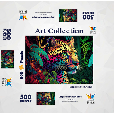 Pop art style leopard 500 Jigsaw Puzzle box 3D Modell