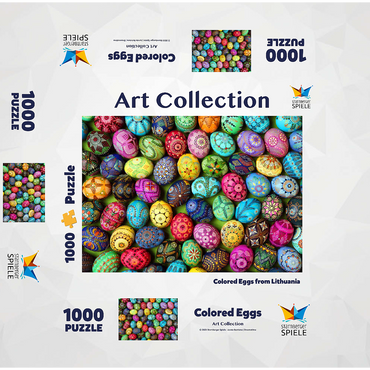 Colorful painted Easter eggs from Lithuania 1000 Jigsaw Puzzle box 3D Modell