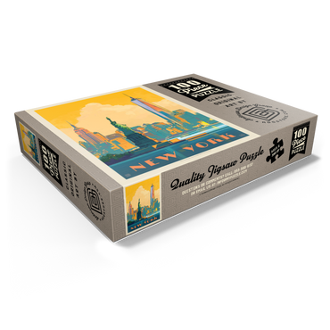 New York City: Skyline Glow, Vintage Poster 100 Jigsaw Puzzle box view1