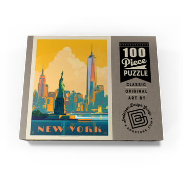 New York City: Skyline Glow, Vintage Poster 100 Jigsaw Puzzle box view1