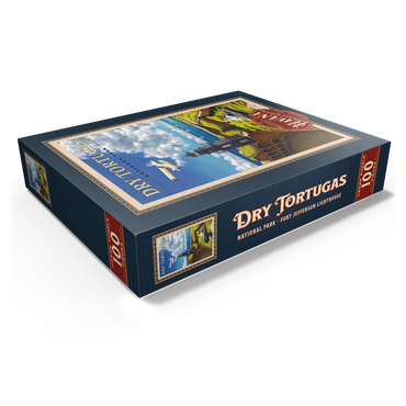 Dry Tortugas National Park - Fort Jefferson Lighthouse, Vintage Travel Poster 100 Jigsaw Puzzle box view1