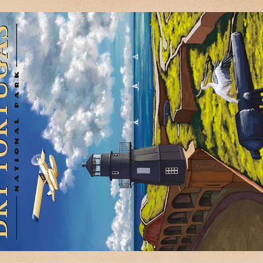 Dry Tortugas National Park - Fort Jefferson Lighthouse, Vintage Travel Poster 100 Jigsaw Puzzle 3D Modell
