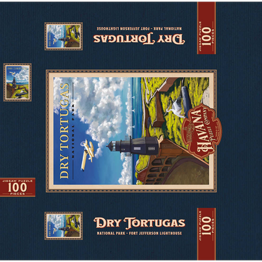 Dry Tortugas National Park - Fort Jefferson Lighthouse, Vintage Travel Poster 100 Jigsaw Puzzle box 3D Modell