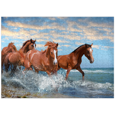 puzzleplate Beautiful Horses Running Through the Sea on a Beach 300 Jigsaw Puzzle