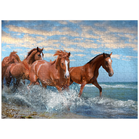 puzzleplate Beautiful Horses Running Through the Sea on a Beach 300 Jigsaw Puzzle