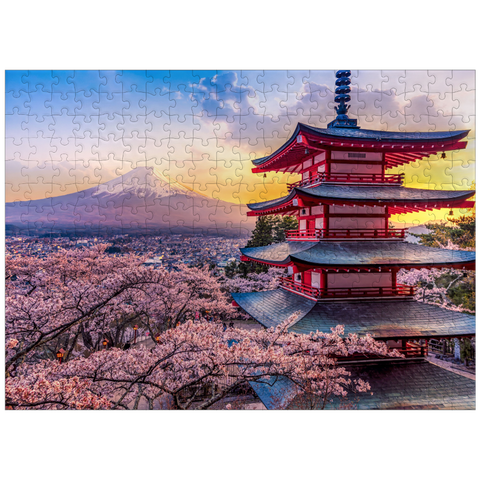 puzzleplate Beautiful view of Mount Fuji and Chureito Pagoda at Sunset 300 Jigsaw Puzzle