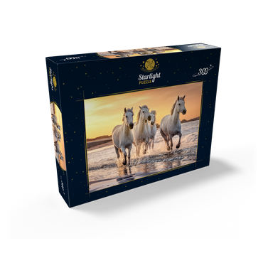 White Camargue Horses Galloping on a Beach in France 300 Jigsaw Puzzle box view2