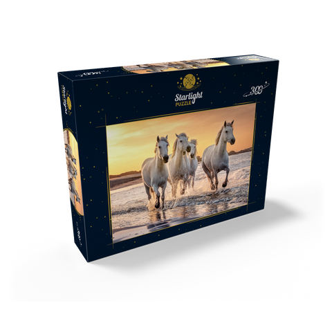 White Camargue Horses Galloping on a Beach in France 300 Jigsaw Puzzle box view2