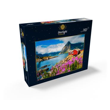 Typical red fishing houses in a harbor in Lofoten Norway 300 Jigsaw Puzzle box view2