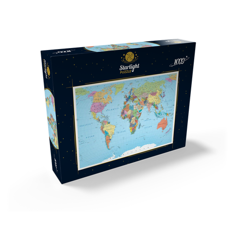 Color world map - borders, countries, roads and cities 1000 Jigsaw Puzzle box view2