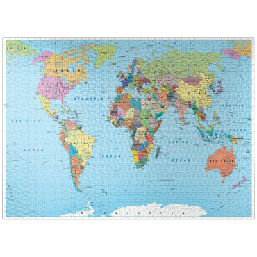 puzzleplate Color world map - borders, countries, roads and cities 1000 Jigsaw Puzzle