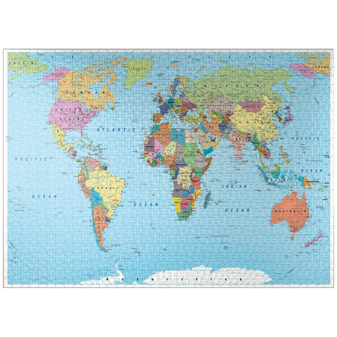 puzzleplate Color world map - borders, countries, roads and cities 1000 Jigsaw Puzzle