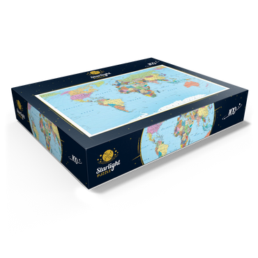 Color world map - borders, countries, roads and cities 100 Jigsaw Puzzle box view1