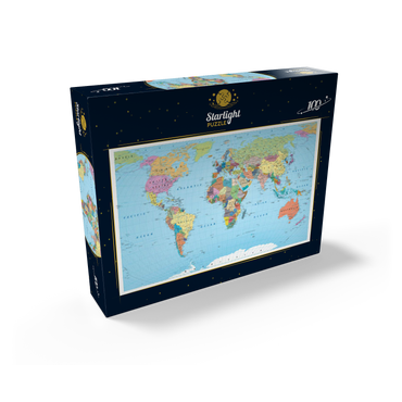 Color world map - borders, countries, roads and cities 100 Jigsaw Puzzle box view2