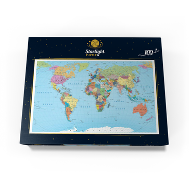 Color world map - borders, countries, roads and cities 100 Jigsaw Puzzle box view3