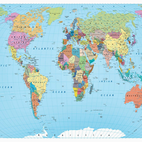 Color world map - borders, countries, roads and cities 100 Jigsaw Puzzle 3D Modell