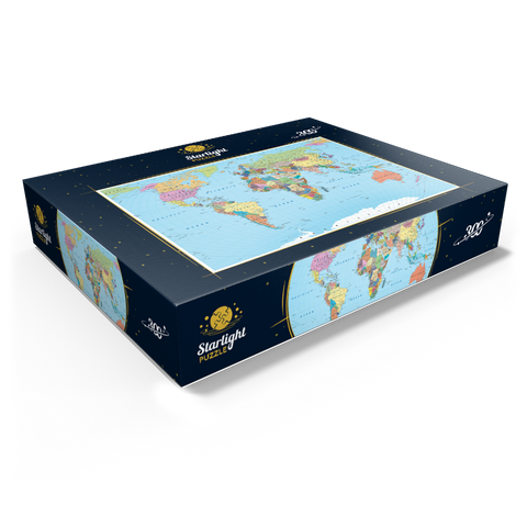 Color world map - borders, countries, roads and cities 300 Jigsaw Puzzle box view1