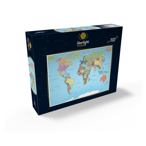 Color world map - borders, countries, roads and cities 300 Jigsaw Puzzle box view2