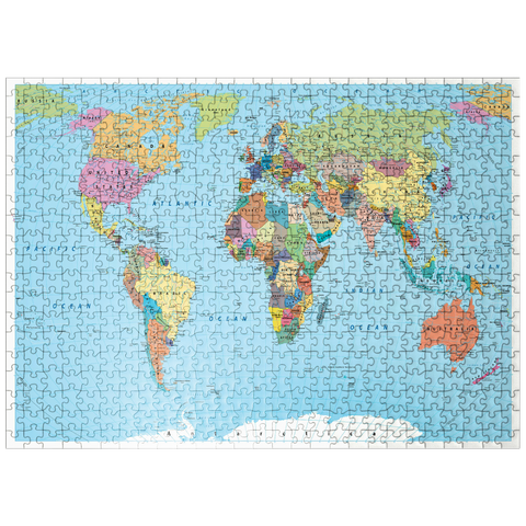 puzzleplate Color world map - borders, countries, roads and cities 500 Jigsaw Puzzle