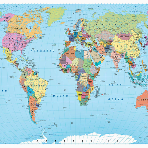 Color world map - borders, countries, roads and cities 500 Jigsaw Puzzle 3D Modell