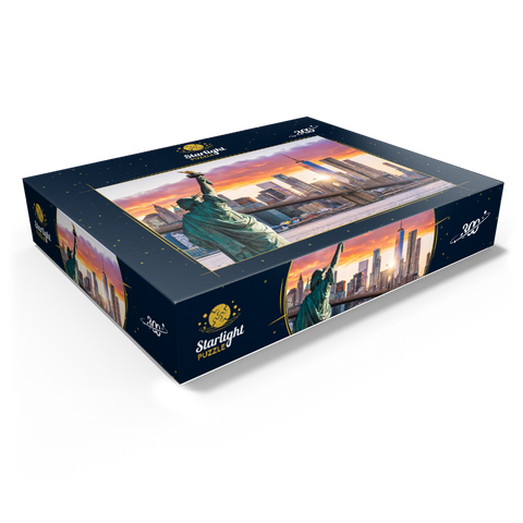 Statue of Liberty and New York City skyline at sunset USA 300 Jigsaw Puzzle box view1
