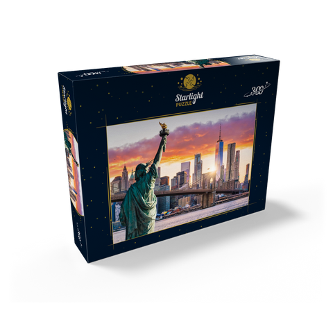 Statue of Liberty and New York City skyline at sunset USA 300 Jigsaw Puzzle box view2