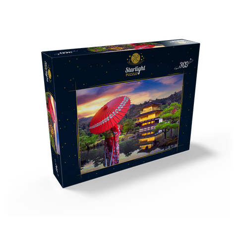 Woman in Traditional Japanese Kimono Kinkakuji Temple Kyoto Japan 300 Jigsaw Puzzle box view2
