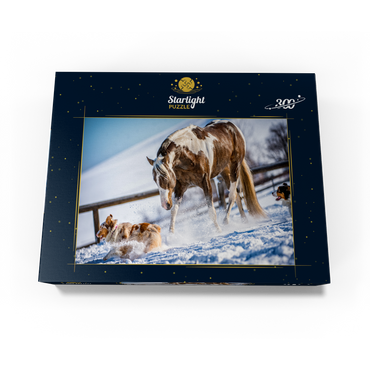 American Paint Horse on snow 300 Jigsaw Puzzle box view3