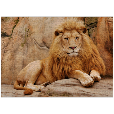 puzzleplate A lion relaxing on a stone 300 Jigsaw Puzzle
