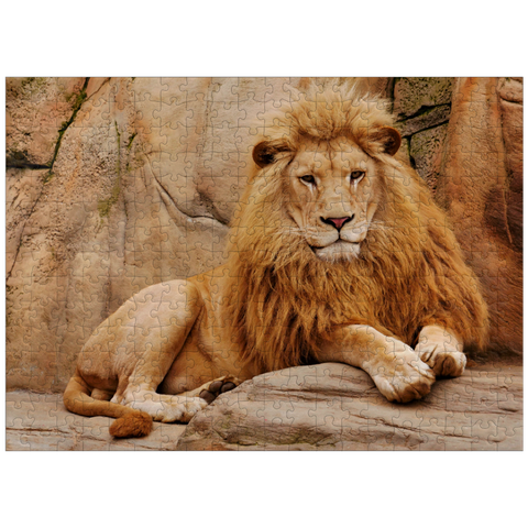 puzzleplate A lion relaxing on a stone 300 Jigsaw Puzzle