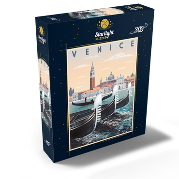 Venice Italy art deco style vintage poster illustration 300 Jigsaw Puzzle box view2