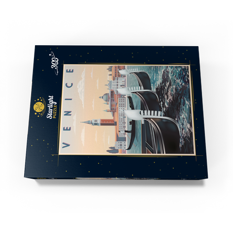 Venice Italy art deco style vintage poster illustration 300 Jigsaw Puzzle box view3