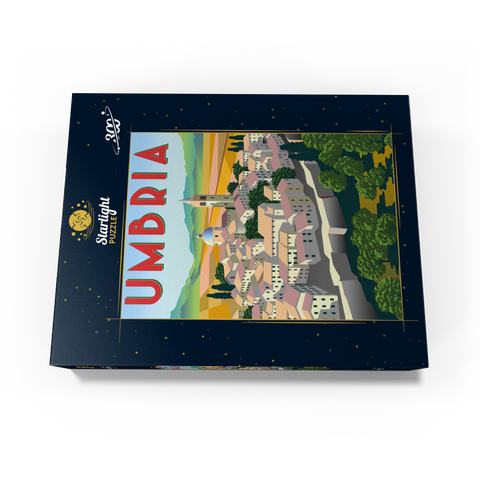 Umbria Italy art deco style vintage poster illustration 300 Jigsaw Puzzle box view3